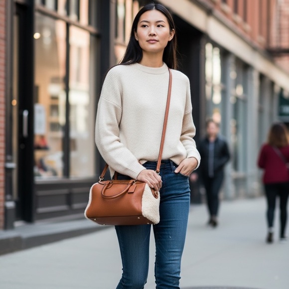 Coach Mini Bennett Brown Leather and Shearling Satchel (EUC) - Picture 3 of 16